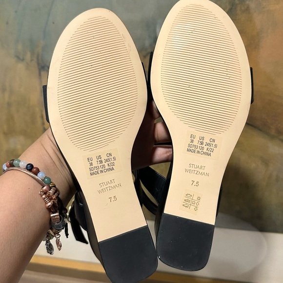 🌹STUART WEITZMAN🌹 Ave Strappy Wedge Sandals In Black Size: 7.5 - Picture 15 of 15